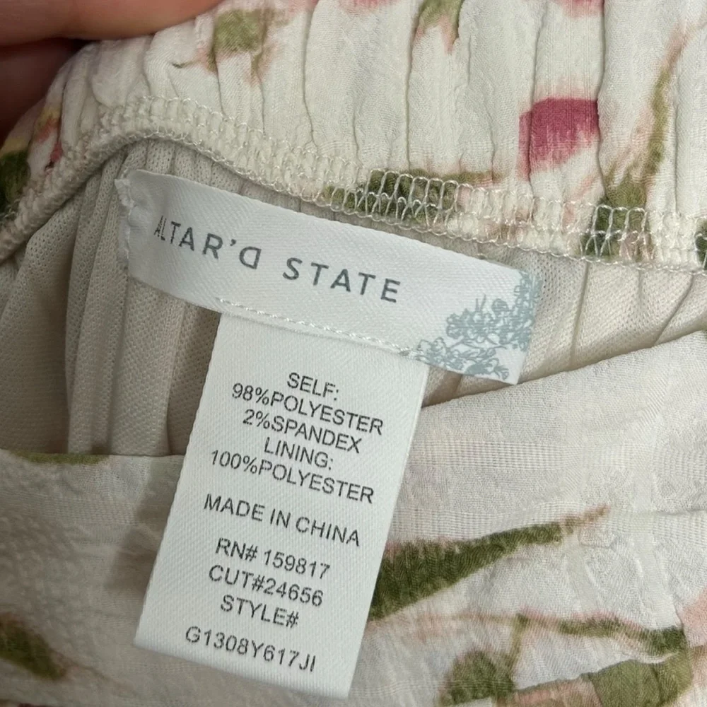 Altar'd State Sky Floral Midi Tiered Skirt Ivory Pink Floral Women’s Size XL - Picture 6 of 8